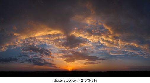 Beautiful Sky Sunset Clouds Panorama