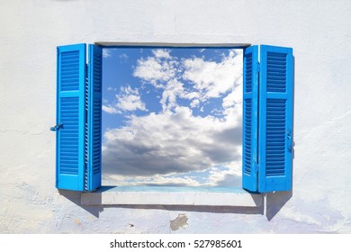 Beautiful Sky Through Blue Window