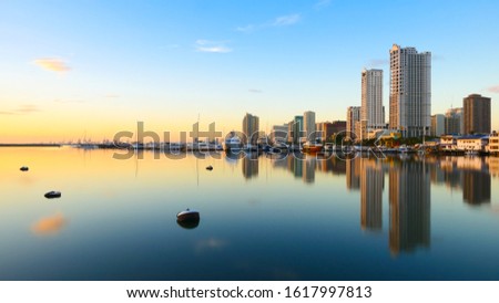 The beautiful skyline of Manila bay at sunset, The Philippines