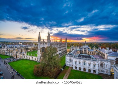 Beautiful Skyline Sunset Of Cambridge City In UK