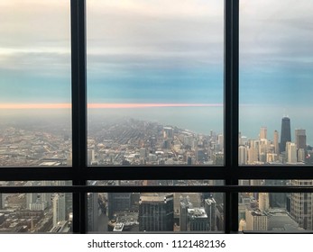 Beautiful Skyscraper Panoramic View From The Window At 103-storey At Sky Deck Observatory Of Willis Tower In Chicago, Illinois, USA