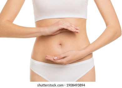 beautiful slim female waist on a white background