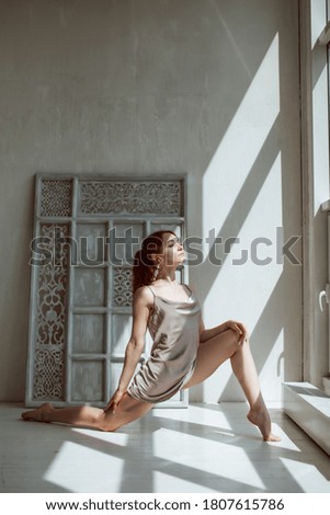 Similar – happy child girl playing at home in cozy weekend morning