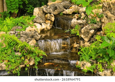 Beautiful small pool with an additional mini waterfall on the edge