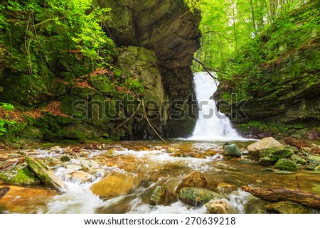 Beautiful small waterfall In Balkan Mountains, Bulgaria. The 