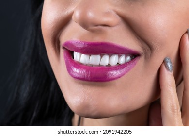 beautiful smile with lip stics and white teeth