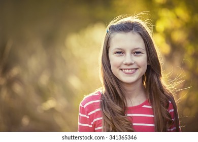 Beautiful Smiling Teen Girl Portrait Outdoors Stock Photo 341365346 ...