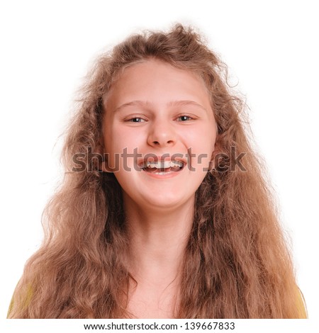 Beautiful smiling teenage girl. isolated on white background