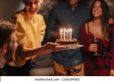 Beautiful Smiling Young Woman Holding Birthday Stock Photo 1166194363 ...
