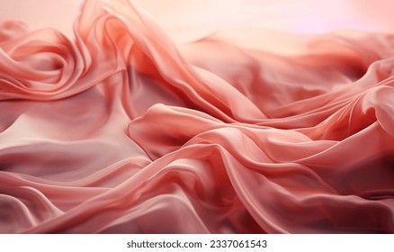 Beautiful smooth elegant wavy hot baby pink satin silk luxury cloth fabric texture, abstract background design. Copy space