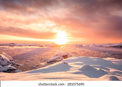 Beautiful Snow-capped Mountains Against The Blue Sky In Antarctica. Vernadsky Research Base.