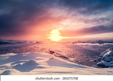 Beautiful Snow-capped Mountains Against The Blue Sky In Antarctica. Vernadsky Research Base.