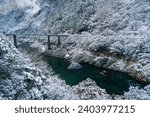 Beautiful snowy scenery at Oboke Gorge, Miyoshi City, Tokushima Prefecture