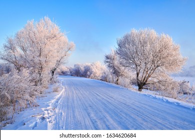 The beautiful soft rime and snow scenic of winter season