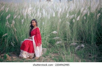 Beautiful South Indian (Bangladeshi) Girl Smiling In Outdoor Nature