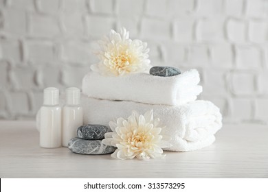 Beautiful Spa Composition On Wooden Table