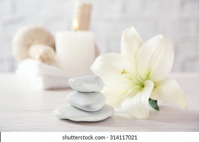 Beautiful Spa Composition On Wooden Table