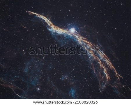 The beautiful space background with stars glowing in the darkness  Nebula NGC 6960 