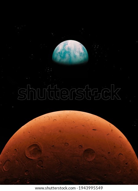 Beautiful space landscape. Planets in deep space.\
Surface of the red planet.\
