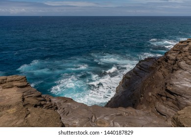 Beautiful Spitting Cave Of Portlock Vista On Oahu, Hawaii