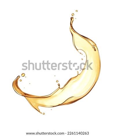 Beautiful splash of sunflower or motor oil closeup isolated on white background