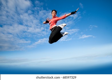 Beautiful Sport Woman Urban Sportswear Jumping Stock Photo 68597329 ...