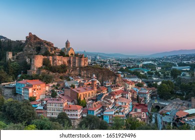 Beautiful Spot Overlooking The Old Town Of Tiflis And The Ancient Nariqala Fortress.