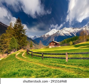 Beautiful spring landscape in the Swiss Alps.