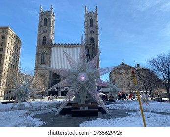 Beautiful Spring Time In The Old Montreal With A Perfectly Blue Sky