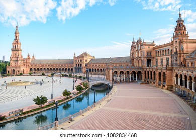 Beautiful Square Of Plaza De España In Seville, Spain