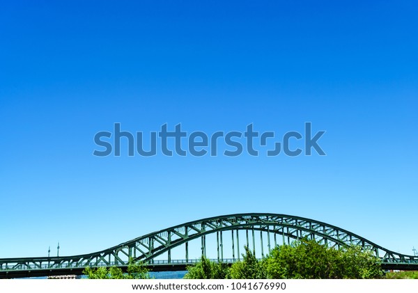 Beautiful Steel Arch Bridge Symbol Asahikawa Stock Photo - 