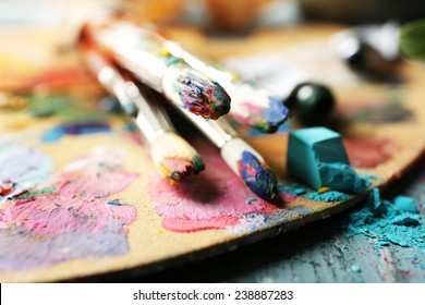 Beautiful still life with professional art materials, close up - Powered by Shutterstock