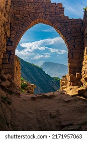beautiful stone arch in the ruins of the abandoned ancient village of Gamsutl, Dagestan - Shutterstock ID 2171957063