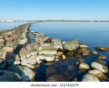 Beautiful Stone Breakwater, Calm Sea, Pärnu Bay, Estonia