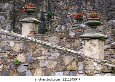 Beautiful Stone Flowerbeds At The Old Palace Or Residence Entrance