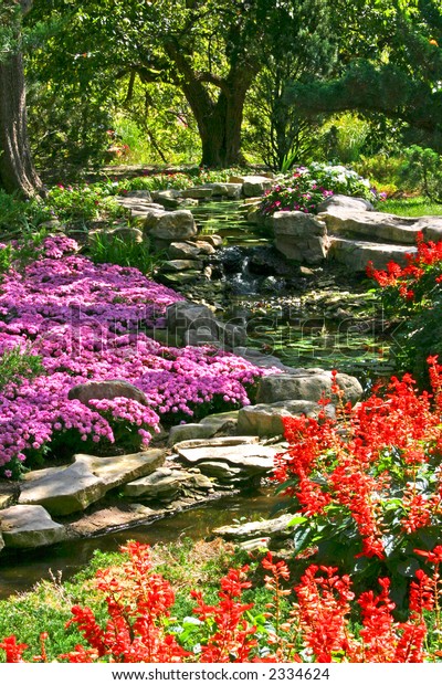Beautiful Stream Water Garden Wichita Botanica Stock Photo Edit