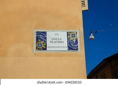 A Beautiful Street Adress Plate In Ravenna, Italy