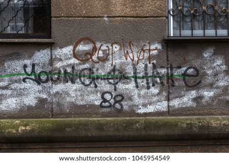 Similar – Image, Stock Photo Graffiti “Fuck Frontex”