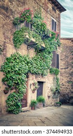 Beautiful Street Of Captivating Montisi Village In Tuscany, Italy