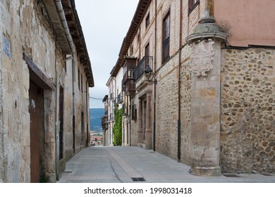 Beautiful Street With Traditional Stone Houses And No People. Medina De Pomar, Merindades, Burgos, Spain, Europe