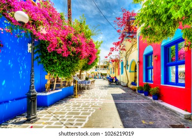 Beautiful street view in Kos Island. Kos Island is populer tourist destination in Greece. - Shutterstock ID 1026219019