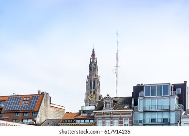 Beautiful Street View Of  Old Town In Antwerp, Belgium, Has Long Been An Important City In The Low Countries, Both Economically And Culturally.