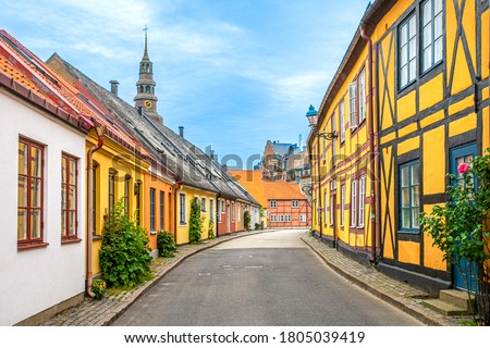 A Beautiful street in Ystad, Skåne, Sweden. August 29, 2020.