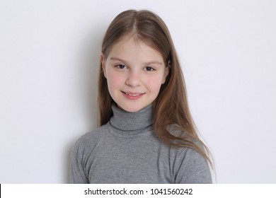 Beautiful studio portrait of european caucasian teen girl