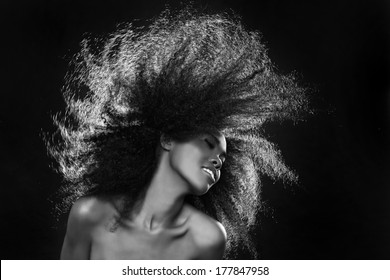 Beautiful Stunning Portrait Of An African American Black Woman With Big Hair