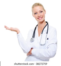 Beautiful Successful Female Doctor Holding Something On Her Hands