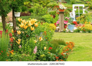 Beautiful summer in blooming rural garden with plants diversity - Powered by Shutterstock