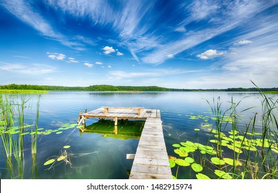 Beautiful Summer Day On Masuria Lake District In Poland