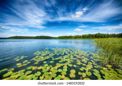 Beautiful Summer Day On Masuria Lake District In Poland