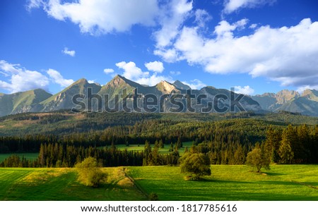 Similar – Inspirierendes Abendlicht im Frühjahr. Sonnenuntergang in der Tatra